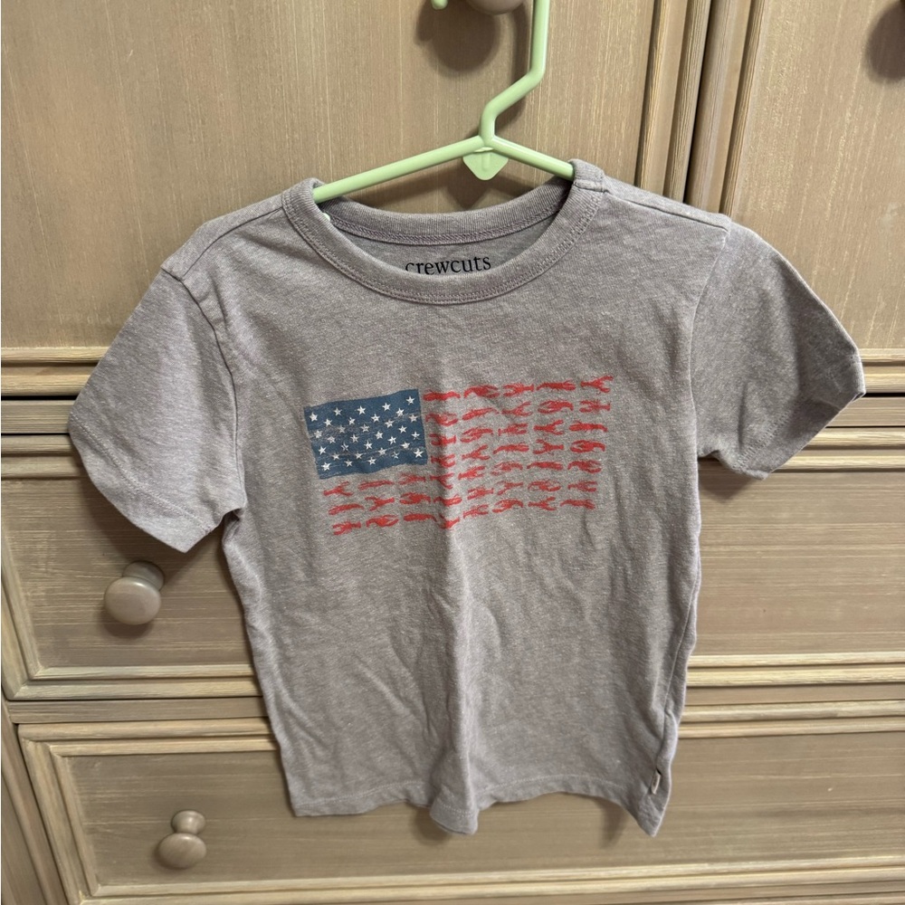 Crewcuts Kids Gray T-Shirt with American Flag Design